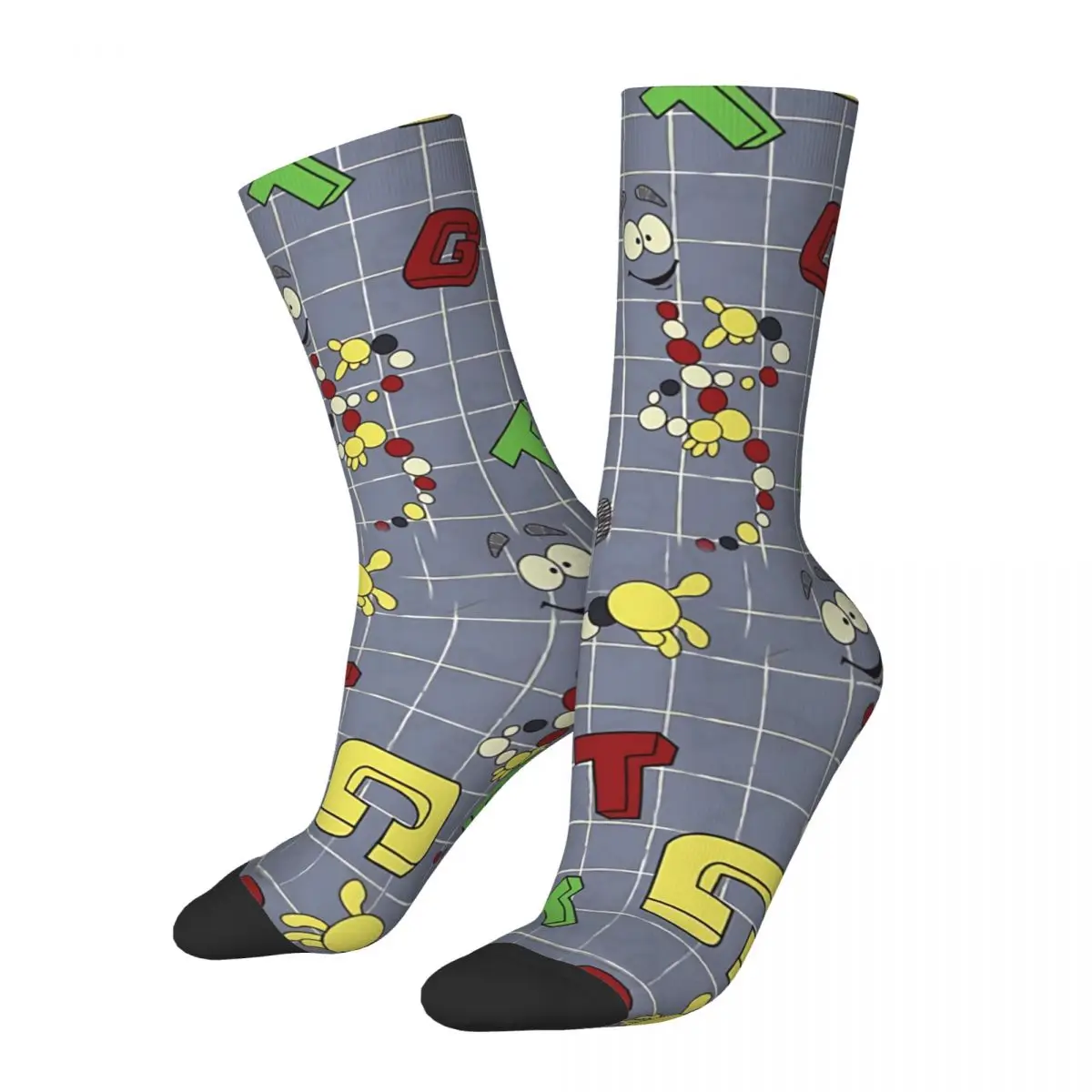 Funny Men's Socks Dino DNA Vintage Harajuku Dinosaurs Hip Hop Novelty Crew Crazy Sock Gift Pattern Printed