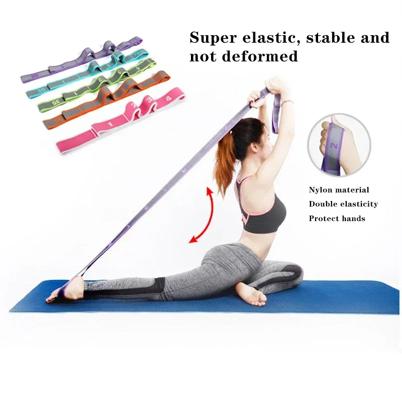 Yoga Pull Strap Belt Polyester Latex Elastic Latin Dance Stretching Band Loop Yoga Pilates Fitness Exercise Resistance Bands