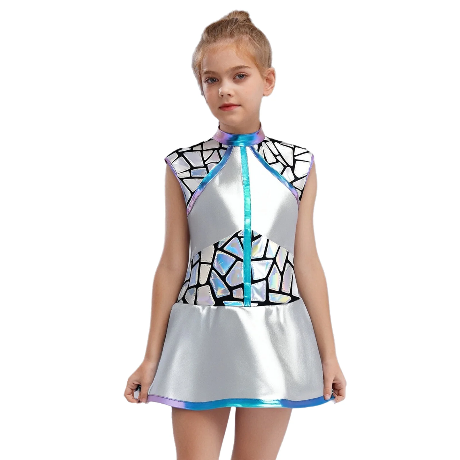 

Halloween Alien Astronaut Cosplay Costume Sleeveless Sequins Dress Alien Costume Outer Space Cutie Anime Carnival Dress