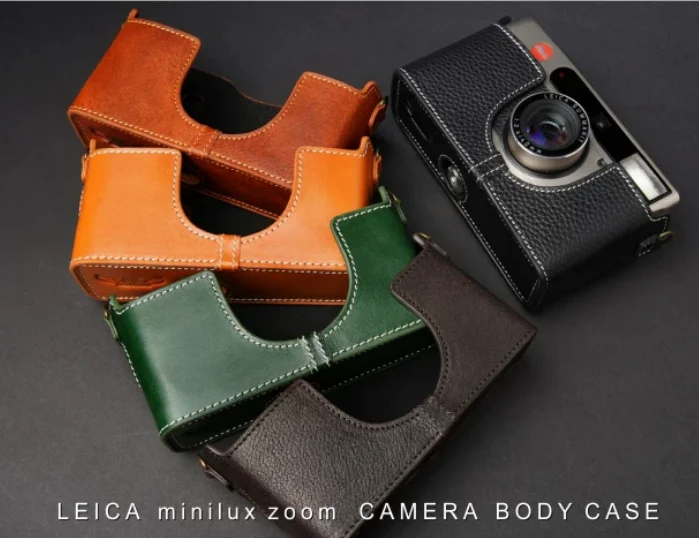 Handmade Genuine Leather Camera Half Case Cover Camera Bodysuit for Leica mini lux 40 mm minilux zoom