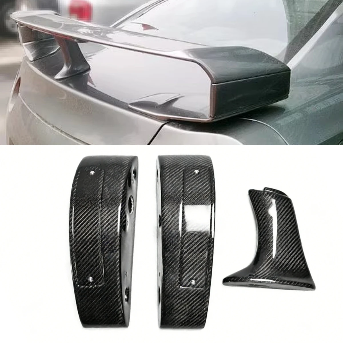 For Nissan GTR R35 Carbon Fiber Rear Wing Spoiler Legs Heighten Riser Upgrade High Stand Mounting Brackets