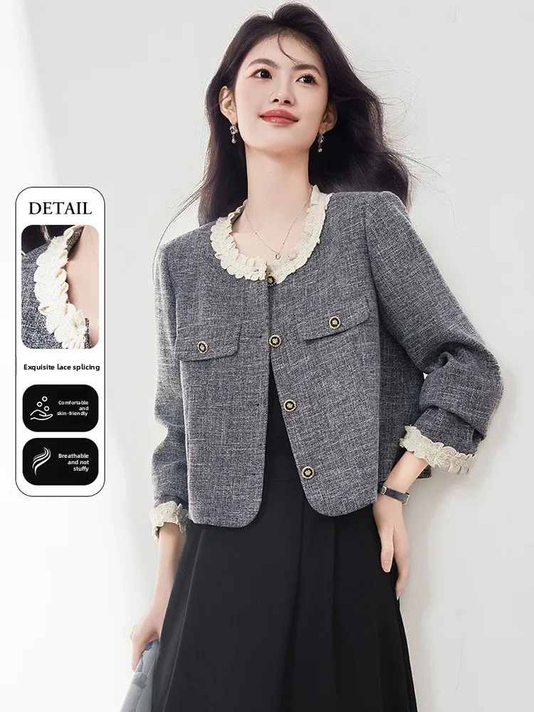 

Faionable ort Quilted Jaet Women's Sle Ele Personali Autumn 2025 New High-End Feeling Chic Top Women's Coat