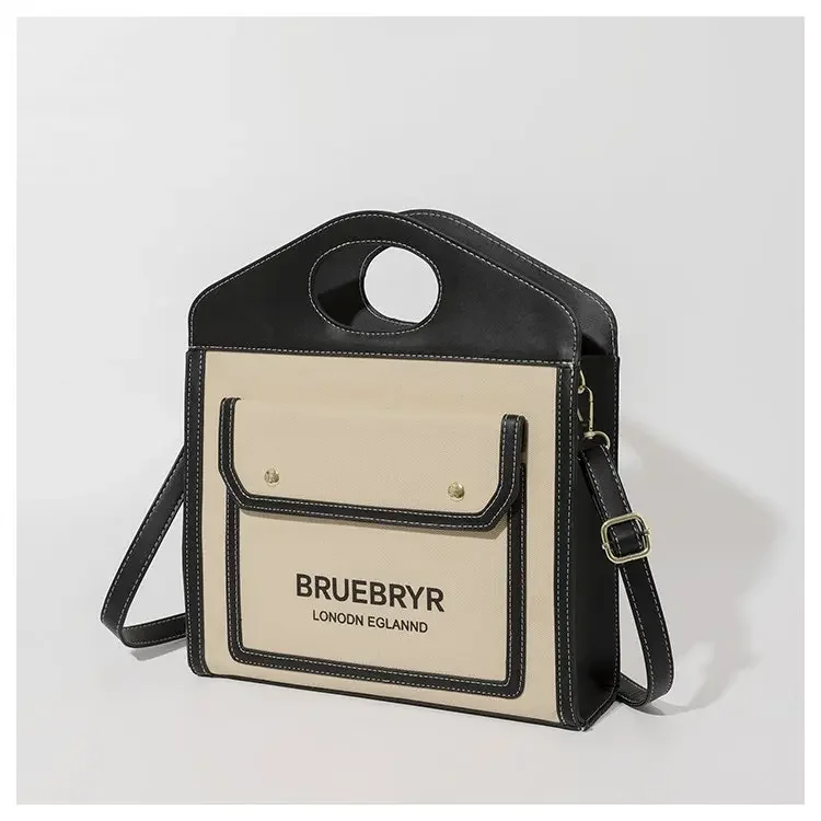 Premium Canvas Tote Bag Women's Light Luxury Shoulder Purse with Full Grain Leather Trim - Beach & Work Commuter Organizer Bag