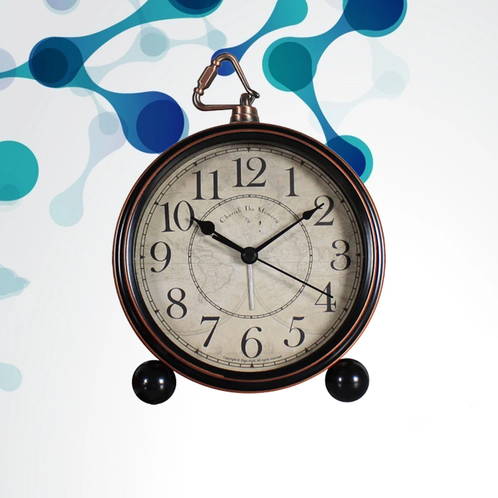 

Electronic Alarm Clock Retro Desk Table Metal Clock Small Decorative Bedroom Fashion Creative Premium Material Practical