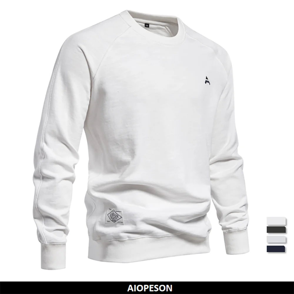 2024 New Spring Cotton Blend Sweatshirt for Men Casual Sport Design Round Neck Pullover Men