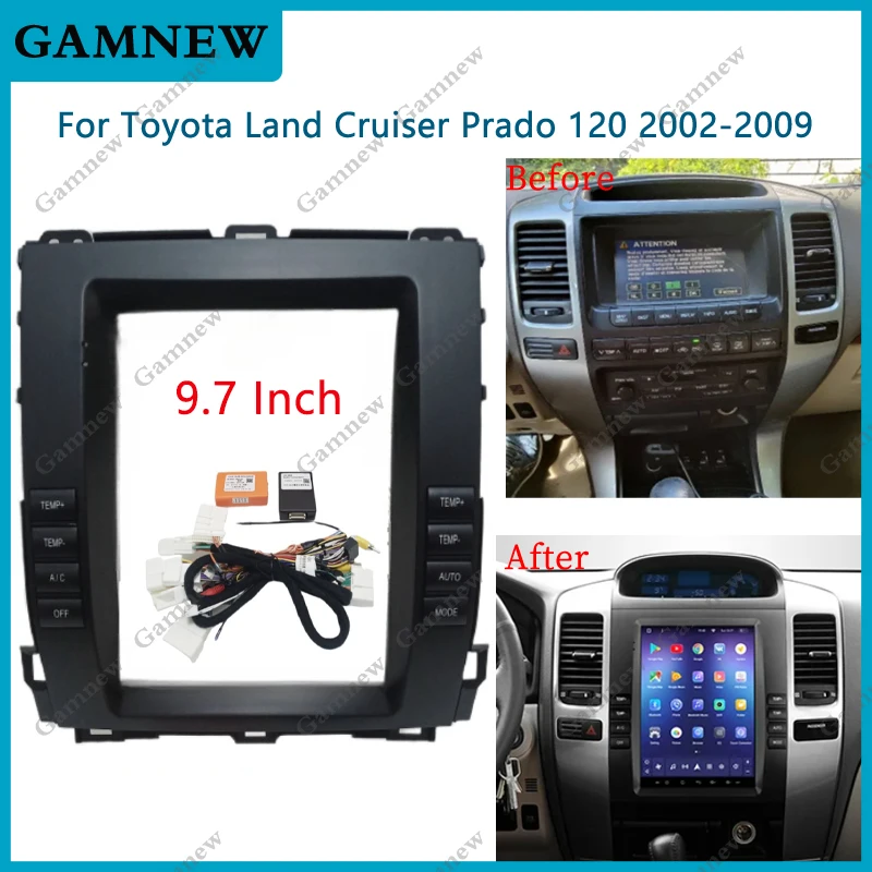 9.7 Inch Car DVD Frame Fascia Adapter For TOYOTA LANDCRUISER PRADO LC120 2002-2009 Android Radio Dash