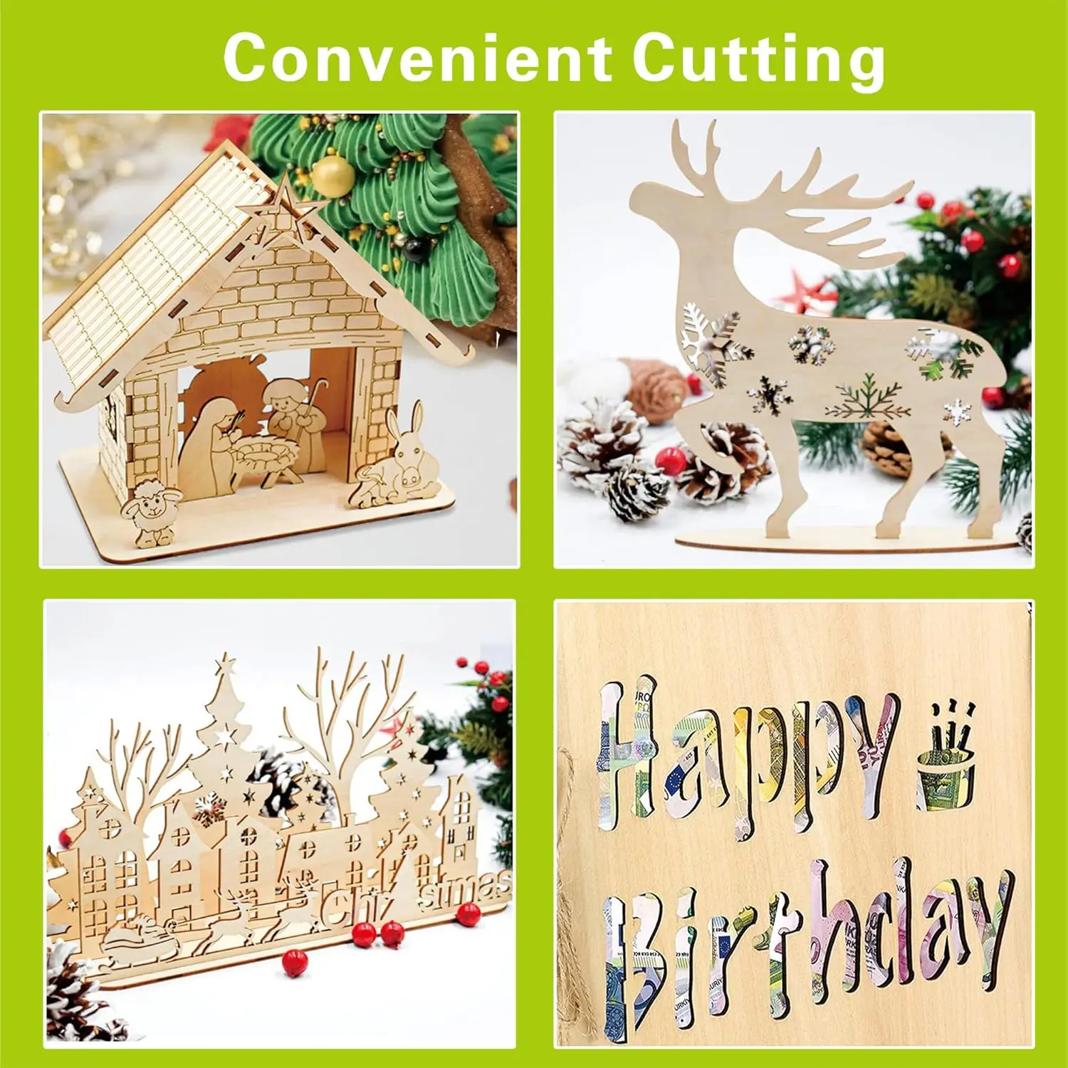 12 folhas de madeira compensada de nogueira preta, 1/8" de espessura, 12x12 polegadas para corte a laser e artesanato