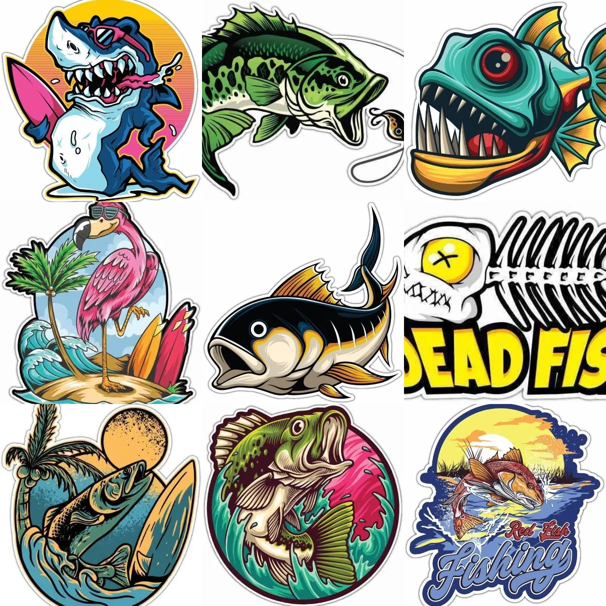 Creative Fish Fishing Perch Shark PVC Waterproof Sticker for Decorate Car Bicycle Truck Motorcycle Wall Table Decal Accessories