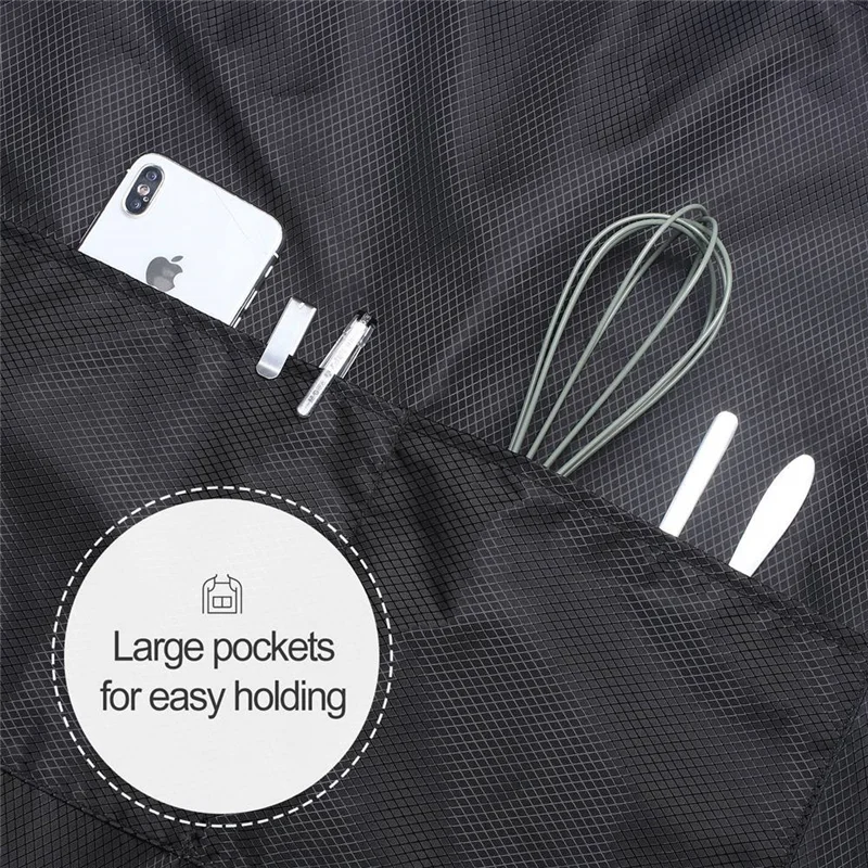 L74A 2PCS ผ้ากันเปื้อนครัวกันน้ำกันน้ำมันผ้ากันเปื้อนทำอาหารพร้อมสายคล้องคอปรับได้ 2 กระเป๋า