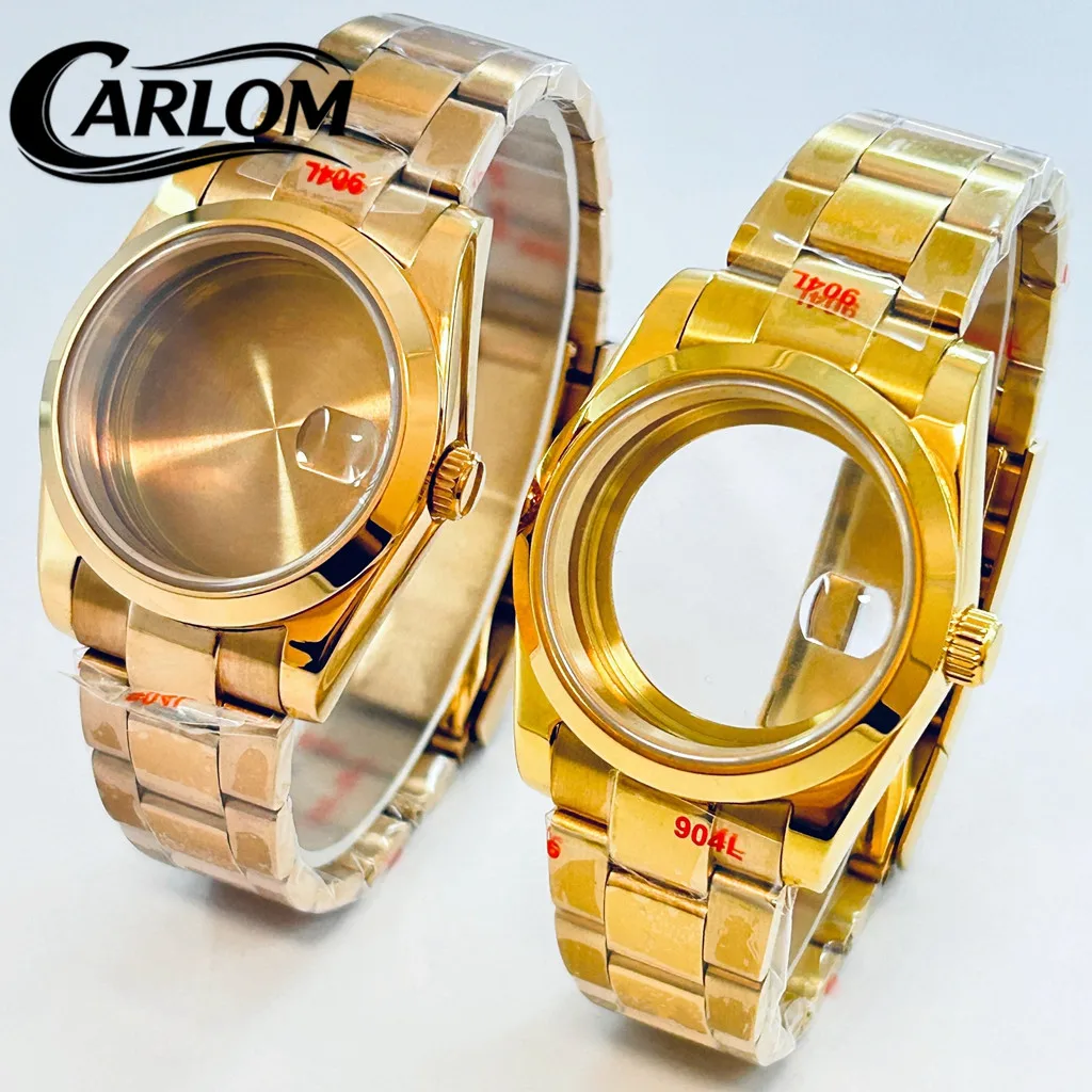 

36mm/40mm NH Watch Case For NH34 NH35 NH36 NH38 NH39 NH70 NH72 ETA2824 PT5000 Waterproof Sapphire Glass Gold Bevel Edge Bezel