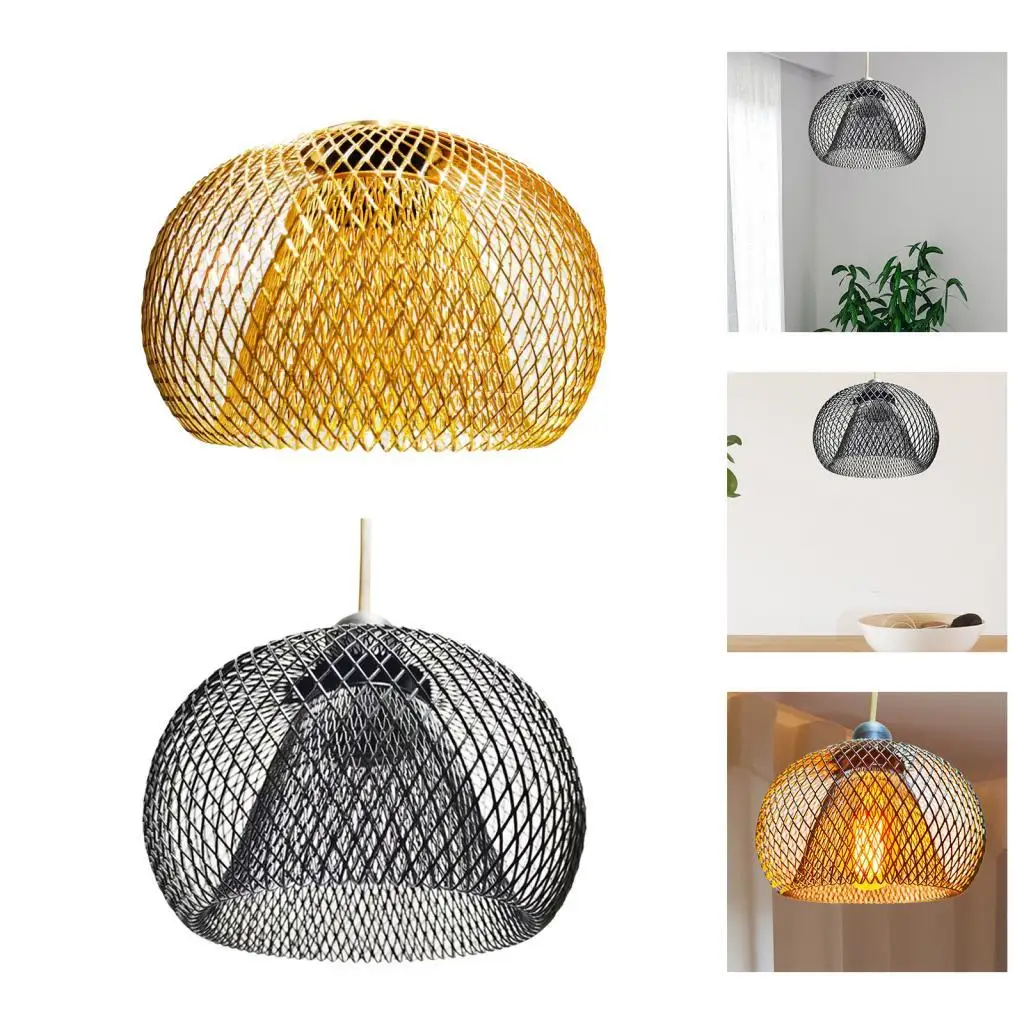 Metal Wire Pendant Lamp Shade Retro Chandelier Cover Ceiling Light Cover Lampshade for Kitchen Teahouse Hallway Hotel