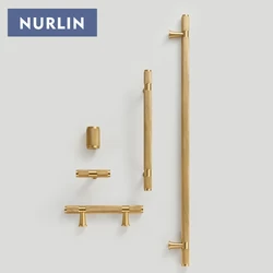Nurlin Brass Diamond Cut Cross Knurl Pattern Cabinet Knob Pull T Bar Lengthened 38cm 15 Inch Cloakroom Door Drawer Handle