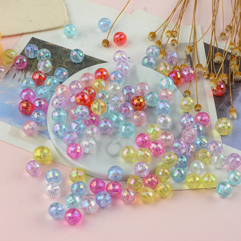 500G 8/10/12mm AB perforated transparent earth surface colorful straight hole handmade DIY beaded jewelry accessories