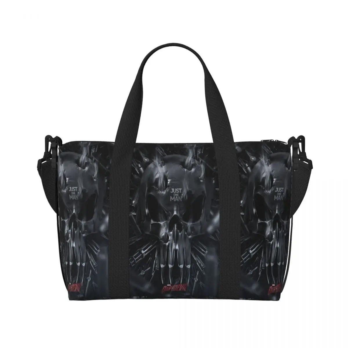 Custom Punisher Daredevil Tote Bag Women Big Capacity Superhero Gym Beach Travel Bags