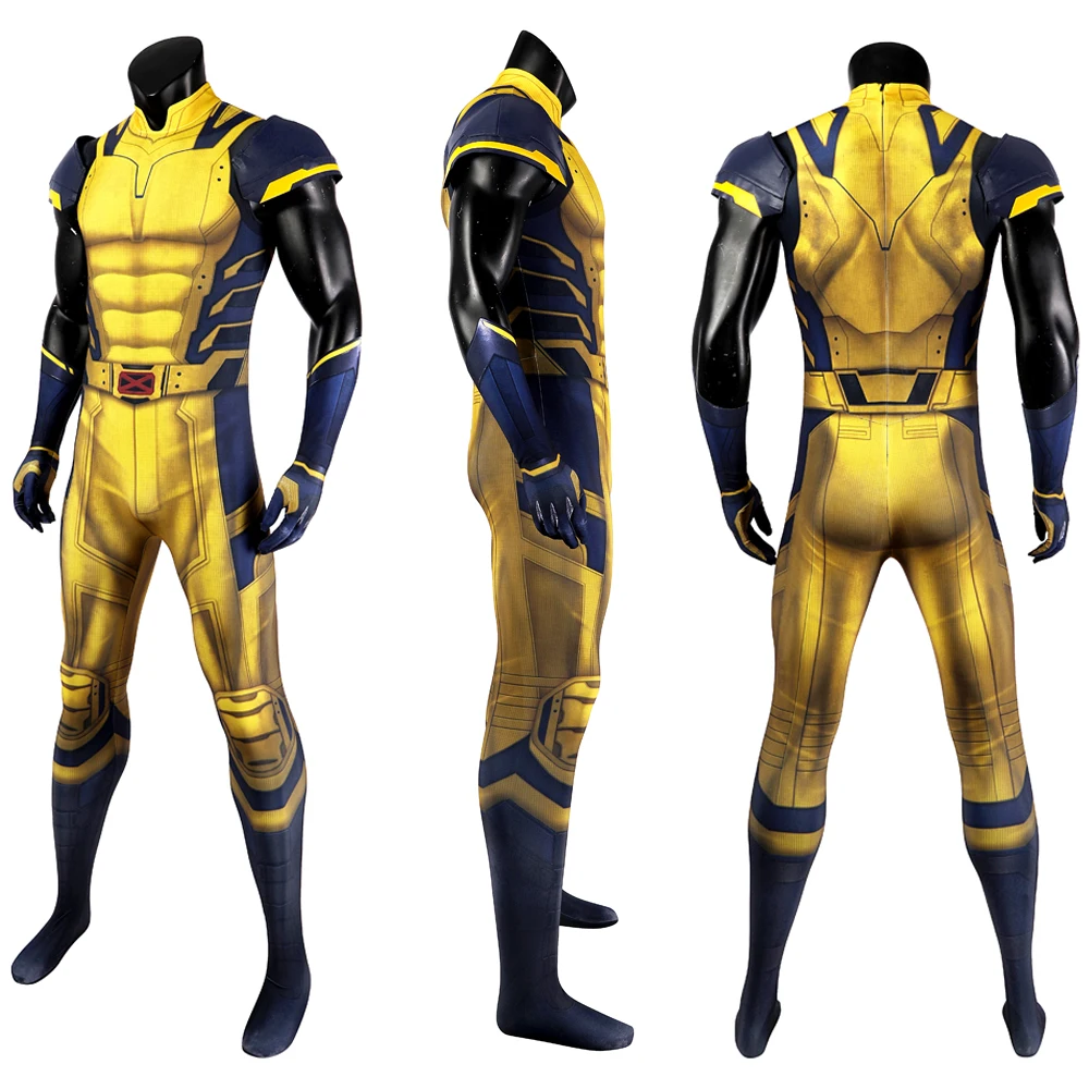 Macacão Wolverine masculino, James Howlett, fantasia cosplay, armadura de ombro, impressão 3D, macacão zentai, super-herói Halloween, roupa masculina