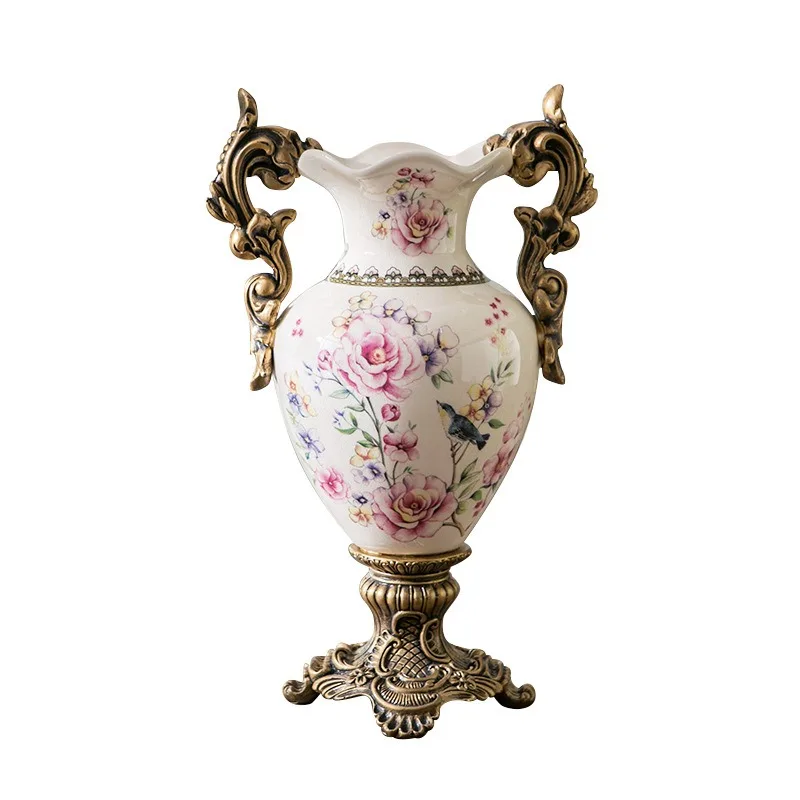 Binaurale, vom Boden bis zur Decke reichende Keramikvase für Blumenarrangements, hochwertige amerikanische Retro-Nischen-Heimdekoration.