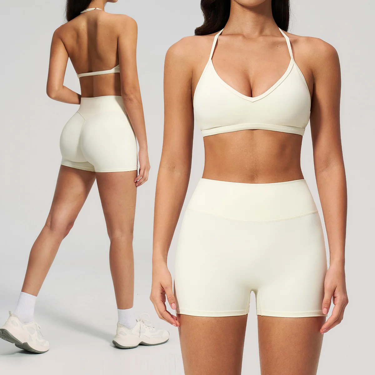 2 Piece Set Women's Tracksuit Fitness Clothes Yoga Sets Sportswear Workout Bra High Waist Shorts Set Gym Clothing Sports Suits
