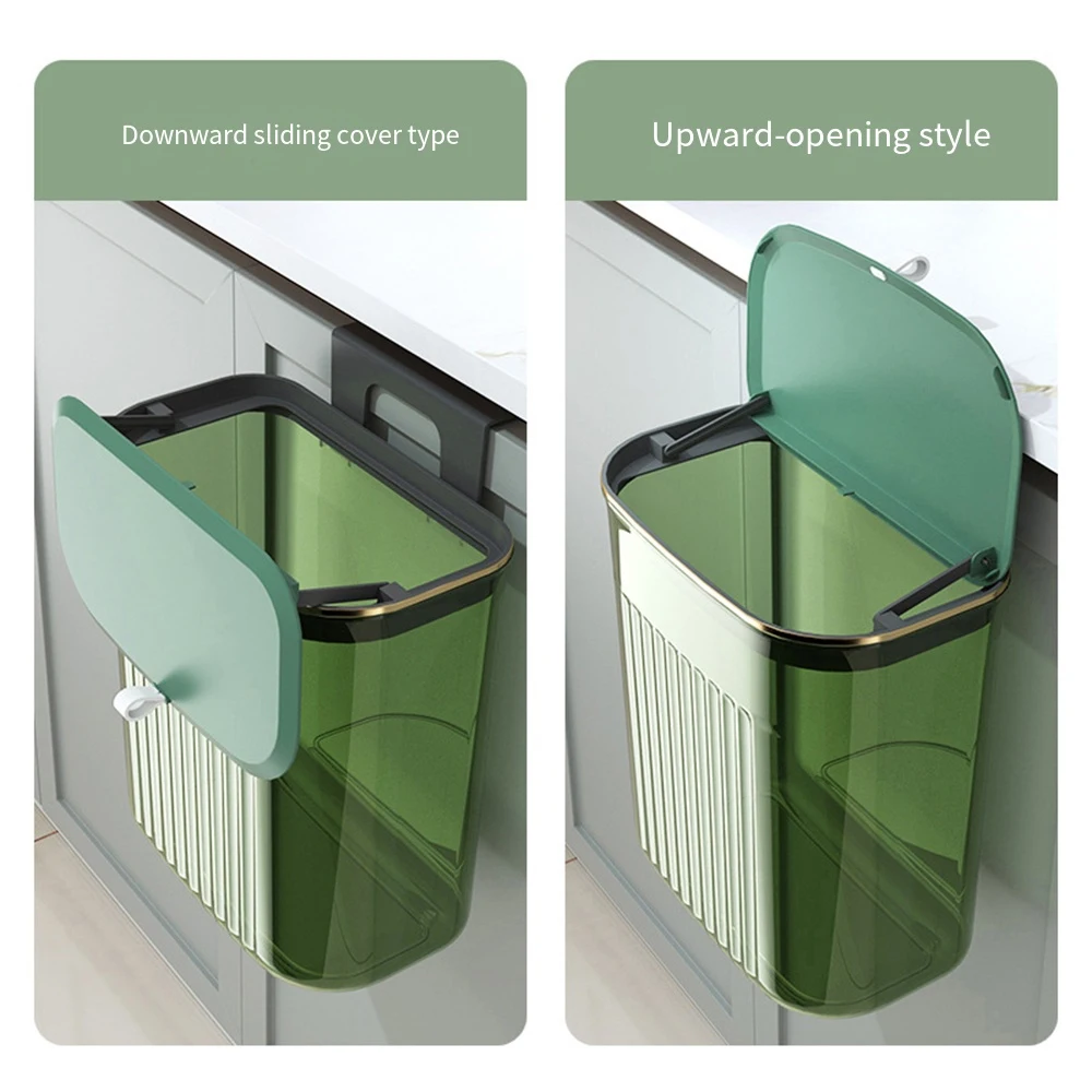 Hanging Trash Can Kitchen Sliding Cover Storage Bucket Bathroom Paper Bin Easy Install Wall Mounted Waste Basket Bin