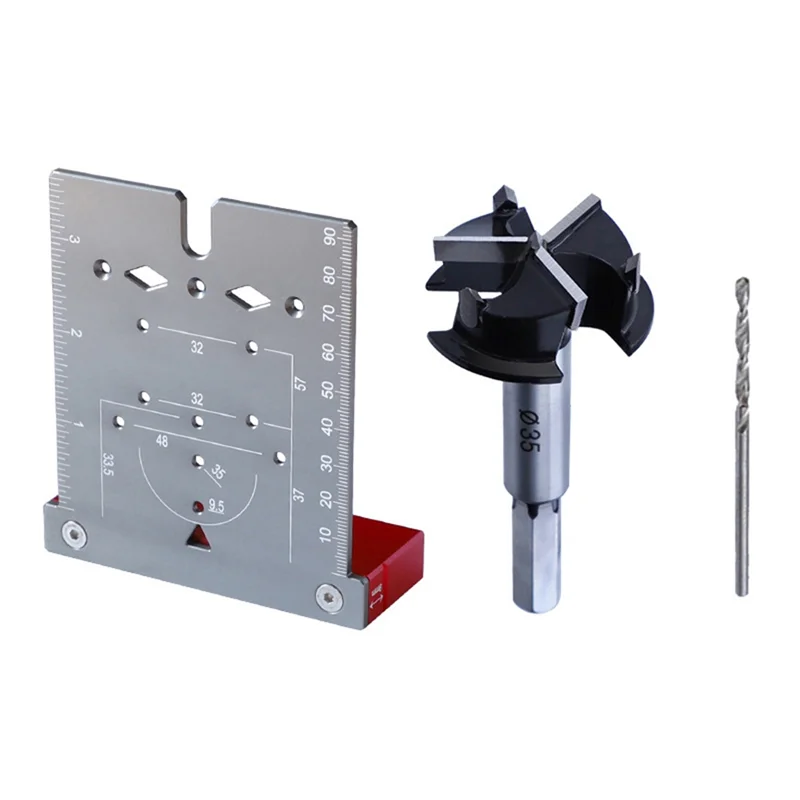 AEE6-35Mm Hinge Punching Locator Hinge Boring Jig With Inch Metric Scale Multi-Function Woodworking Drilling Locator