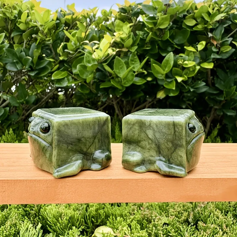 Eine natürliche Xiuyan-Jade-Froschfigur – handgefertigte Quarz-Tierfigur, Heimdekoration aus Naturstein – Detail 3