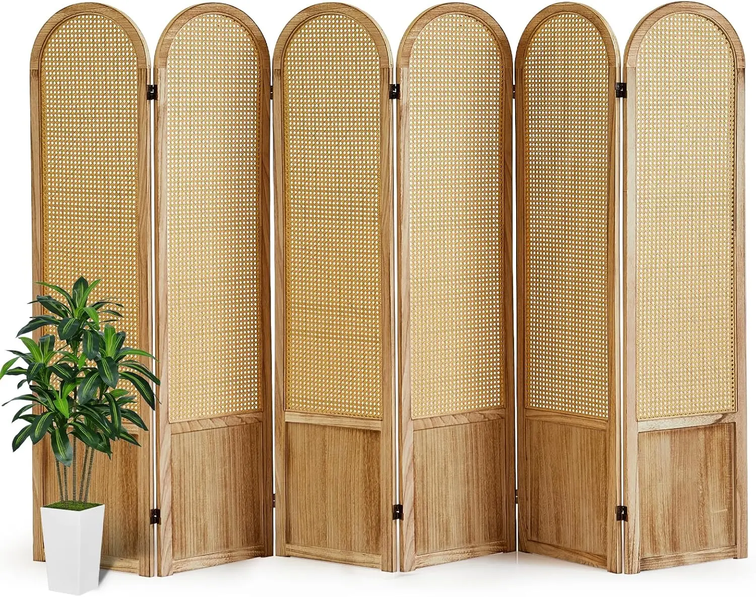 

6 Panels Room Divider, Portable Partition Screen Wall Divider for Room Separation Bedroom Home Office Garden Terrace (Natural)
