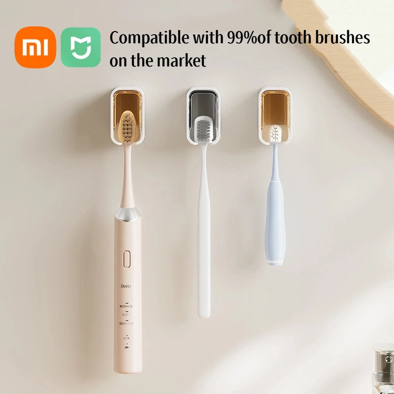 XIAOMI Toothbrush Holder Flip-top Wall Mounted Toothbrush Rack Dustproof Toothbrush Storage Bathroom Electric Toothbrush Shelf