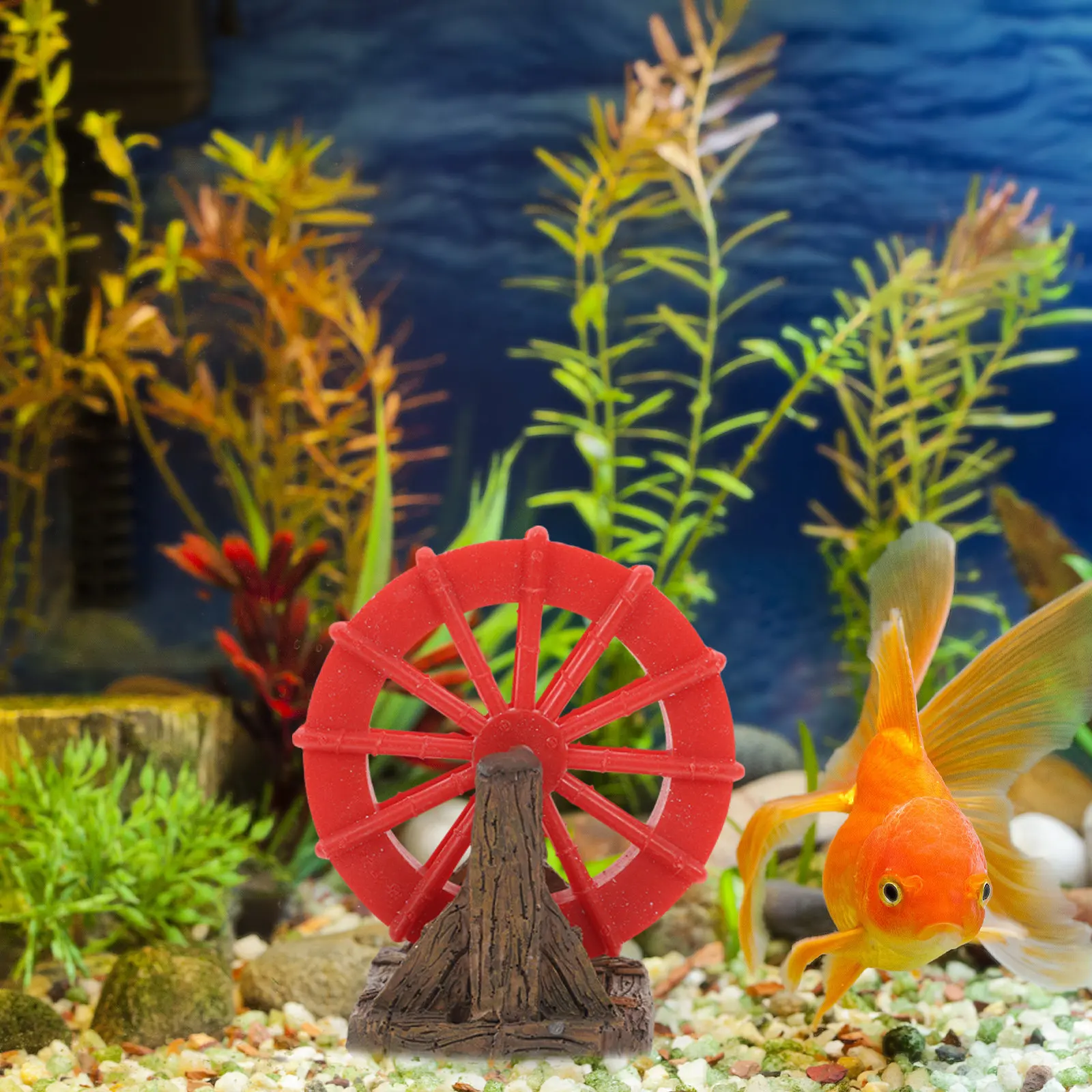 Aquarium Waterwheel Decoration Resin Crafted Moving Windmill Feature for Fish Tank Oxygen Flow and Micro Landscape Enhancement