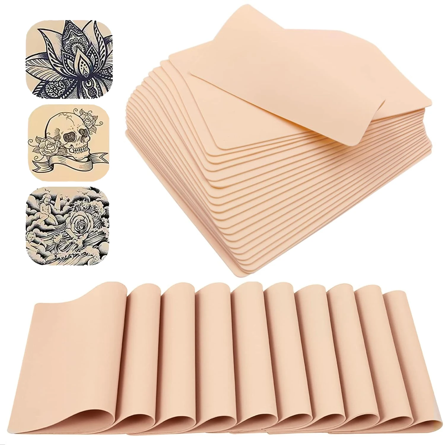 

Tattoo Blank Practice Skin 1-100PCS Eyebrow Paint Double Side Synthetic Leather Pink Tattoo Beginner Fake Skin Exercise Tool