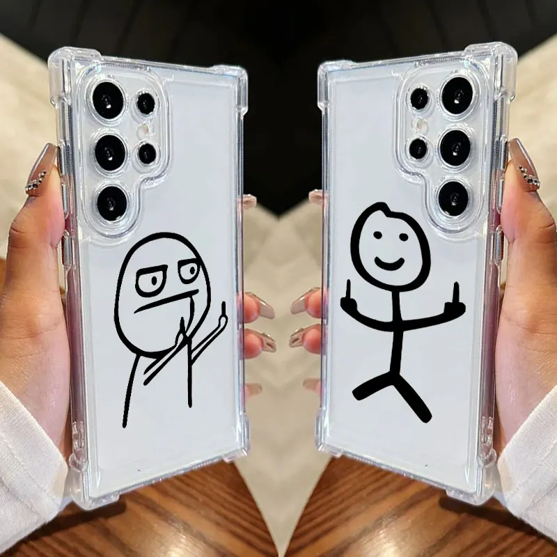 

Stickman Cool Middle Finger Cute Man Phone Case For Samsung Galaxy S25 FE S24 S23 S22 S21 Ultra S20 Plus Note 20 10 S25FE Cover