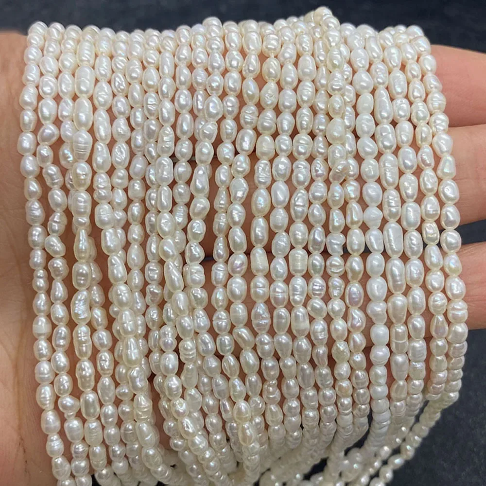 High Quality Rice Shape Punch Loose Bead Natural Freshwater Pearl Beads for Make Jewelry DIY Bracelet Necklace Accessory 2-13 Mm