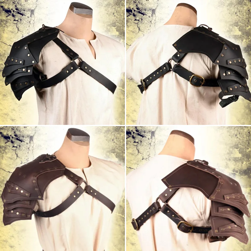 

Medieval PU Leather Single Shoulder Armor Viking Knight Warrior Pauldrons Gladiator Drama Cosplay Accessories Photography Props