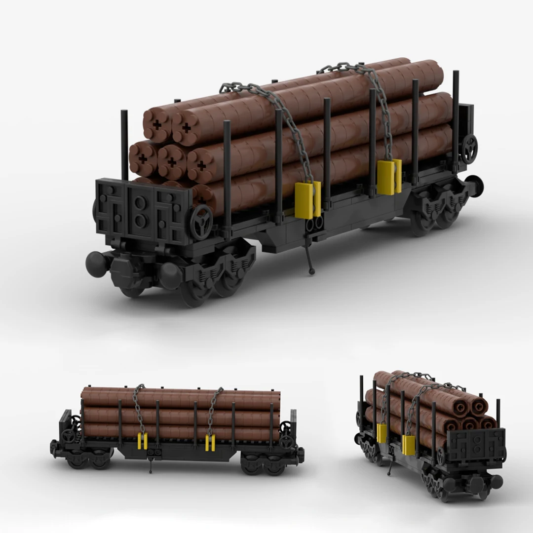 MOC Building blocks Train car Railway Container heavy duty freight train Wood High Rail Boy DIY Assemble toys Bricks Model 2878