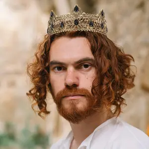 Mahkota Raja Warna Emas untuk Pria, Mahkota Kerajaan dengan Berlian Imitasi Hitam, Mahkota Ulang Tahun untuk Pria, Dekorasi Pesta Prom Cosplay Pernikahan 12 mahkota tiara hitam terlaris - №