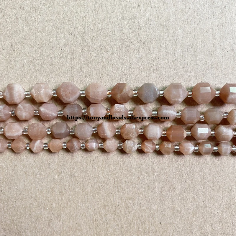 Semi-precious Stone American Football Faceted AA Quality Peach Sunstone 7