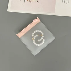 50pcs Pink Zipper Pouches Plastic EVA Semi-Transparent Frosted Jewelry Bags for Gift Packing Storage Small Business Wholesale