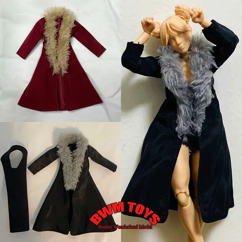 

In Stock 1/12 Scale Female Soldier Plush Long Windproof Jacket Model Clothes For 6'' romankey Action Figure Doll