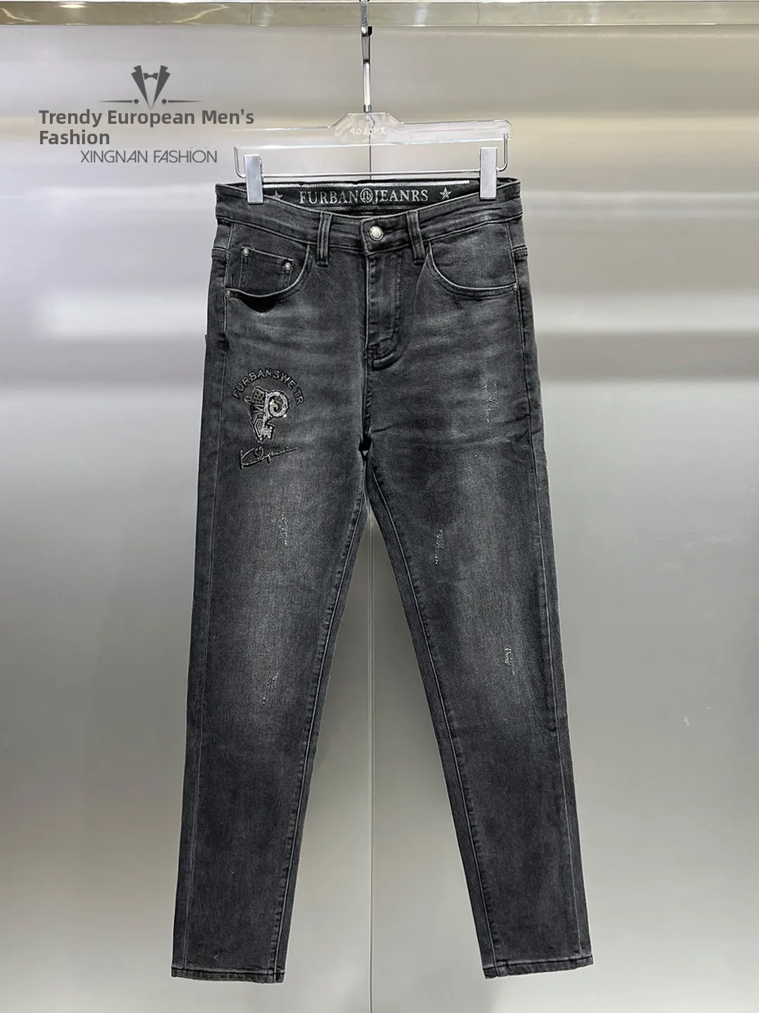 

Slim Fit Casual Men's Denim Jeans ey Waed Elastic Ankle-Length Pants Faionable Comfortable Breathable Stretchy Jeans