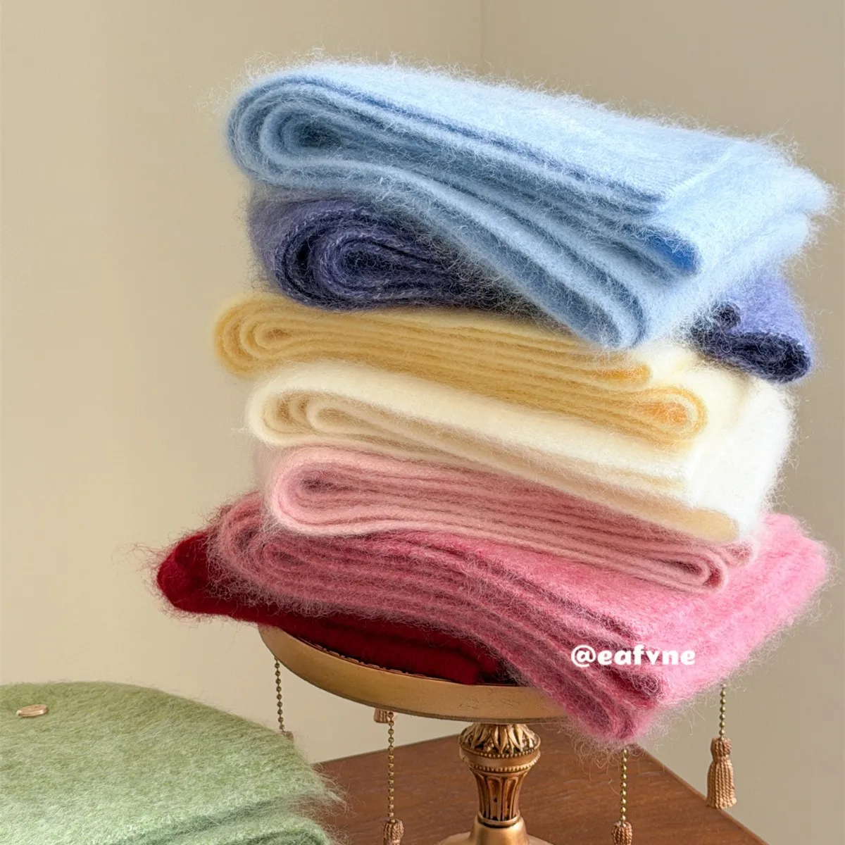 Soft Waxy Temperament Cashmere Wool 100% Blended Scarf Women's Autumn and Winter Classic Solid Color High-end Scarf