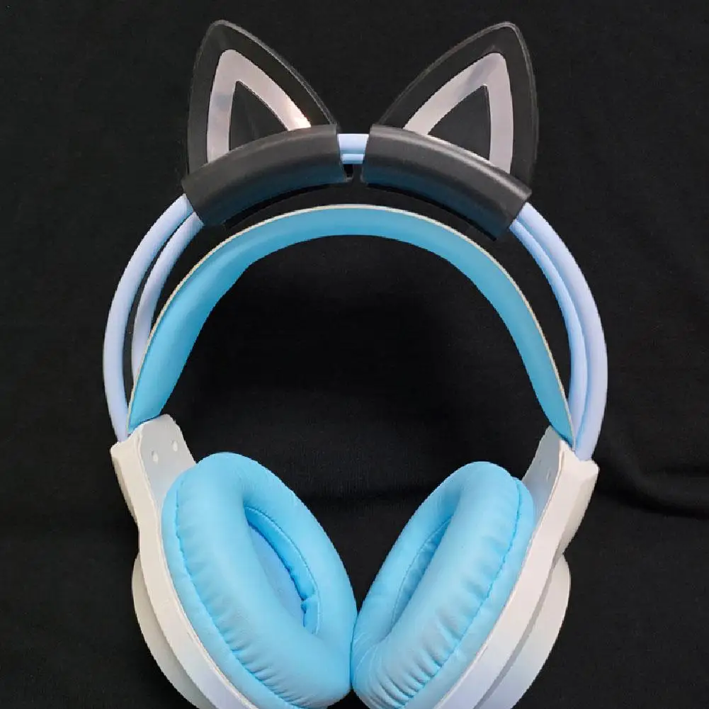 1Pair Color Cat Ears Decoration for E-sports Game Live Headphone Detachable Headset DIY Accessories Wrapped Edge Silicone Sleeve