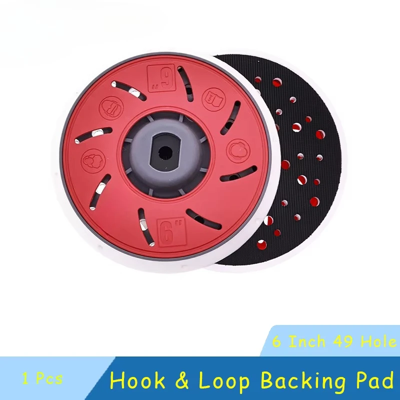 1 Pcs PU Flexible Orbital Sander Pad for Car Body Polishing Wood Metal Sanding 6 Inch 49 Holes Hook and Loop Backing Pad
