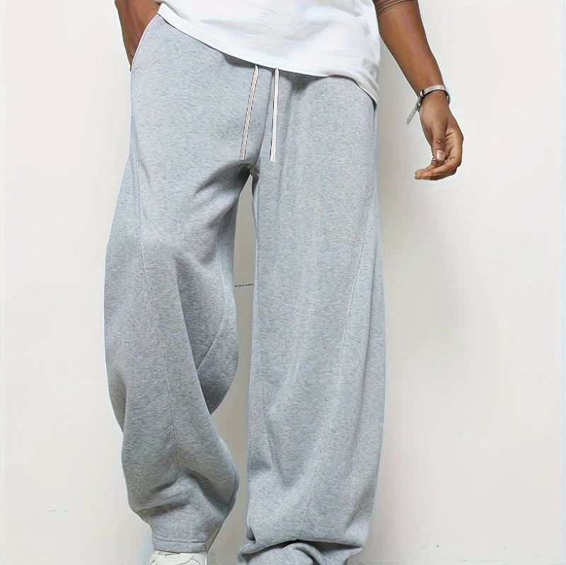 

Модные мужские прямые свободные спортивные штаны, повседневные спортивные штаны на шнурке, подходящие для мужских брюк на все сезоны