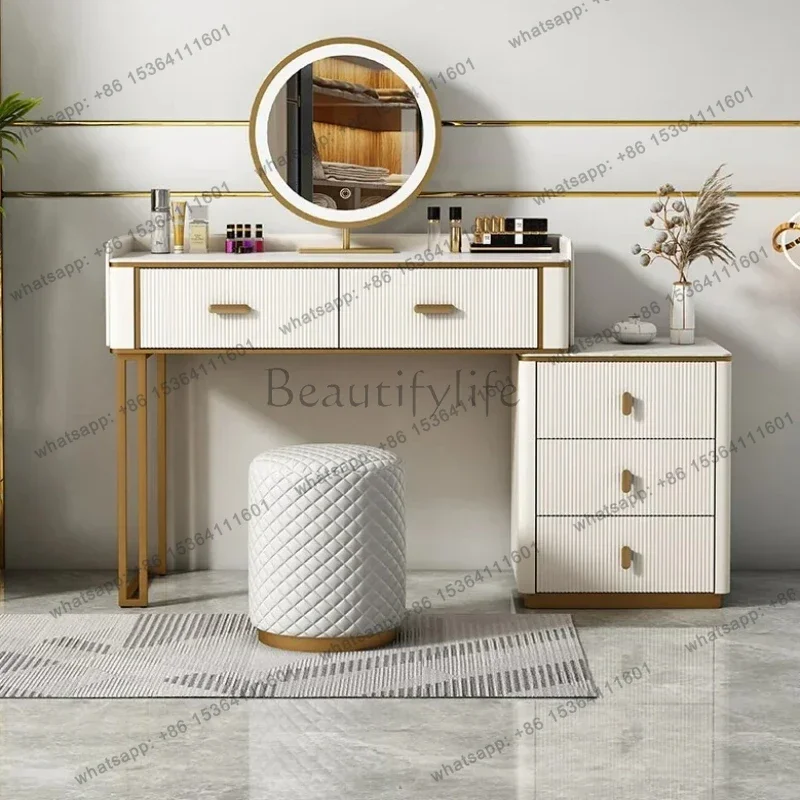 FG Nordic Light Mirror Vanity Table Stool Storage Drawers Modern Makeup Dressing Table Aesthetic Schminktisch Bedroom Furniture