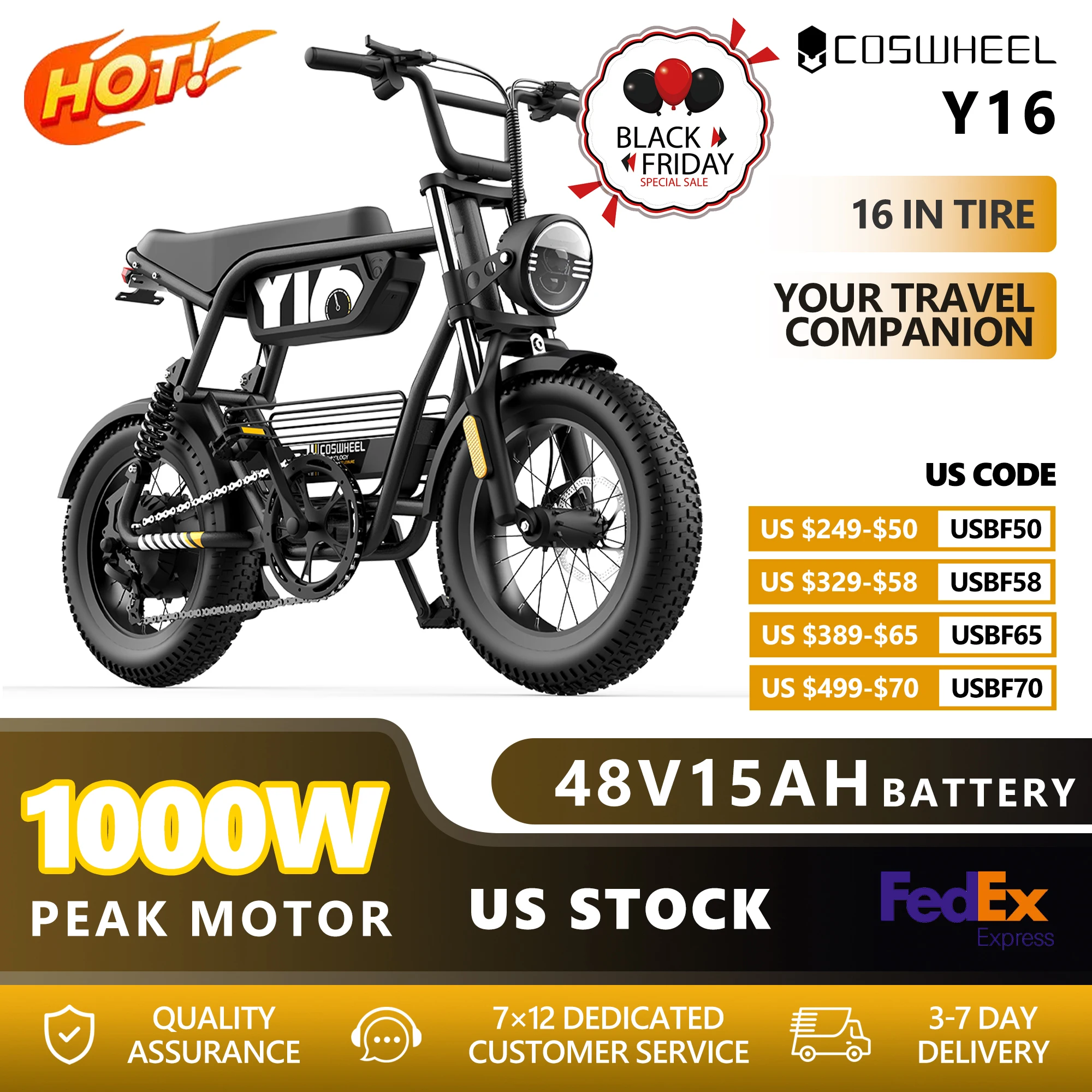 

COSWHEEL Ebike Y16 Adult Electric Bike 1000W 48V 15AH Commuting Fat Tire E-Bike Mountain Electric Bike Off-Road Electric bicycle