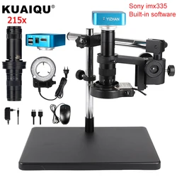 4K HDMI USB Electronic Digital Video Microscope Camera,215X/180X Zoom C Mount Lens,Big Metal Base Universal Bracket Rotate 360,