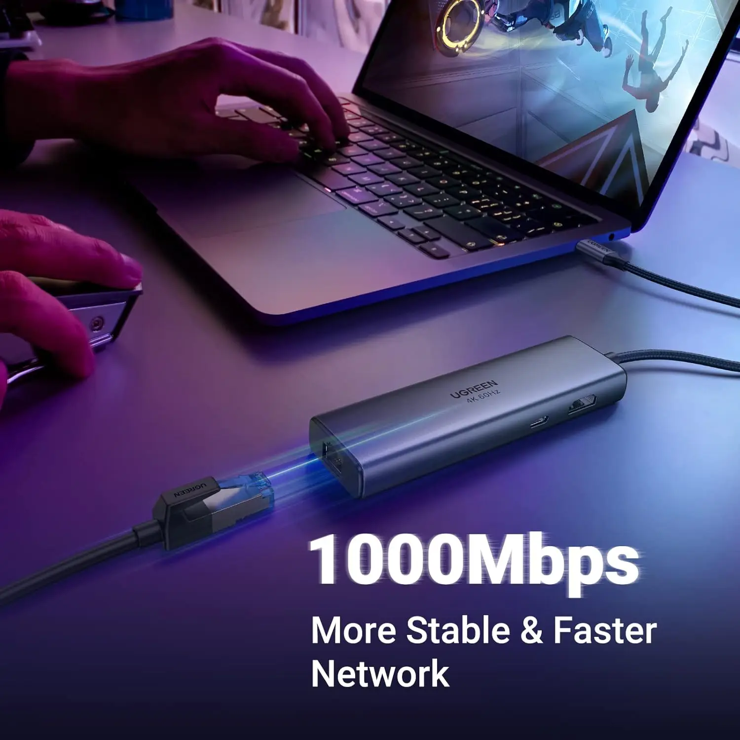 UGREEN Revodok 7 in 1 USB C Hub Gigabit Ethernet Adapter 4K@60Hz-HDMI, 100W PD Charging, USB a Data Ports, SD/TF Card Reader