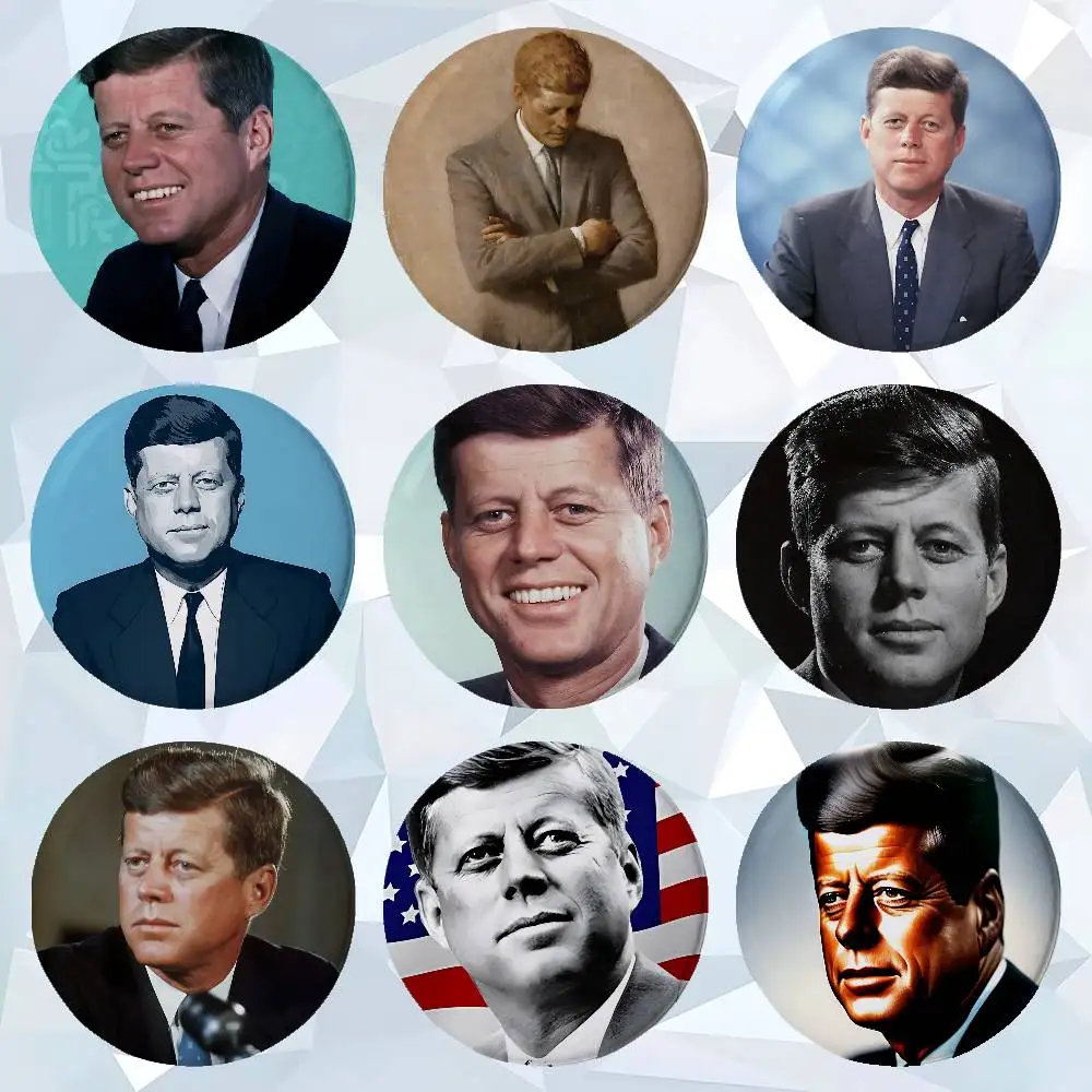 J-John K-Kennedys Premium Tinplate Round Lapel Pins: Cute Badge Brooches For Shoulder Bag Accessories, Souvenir Gifts