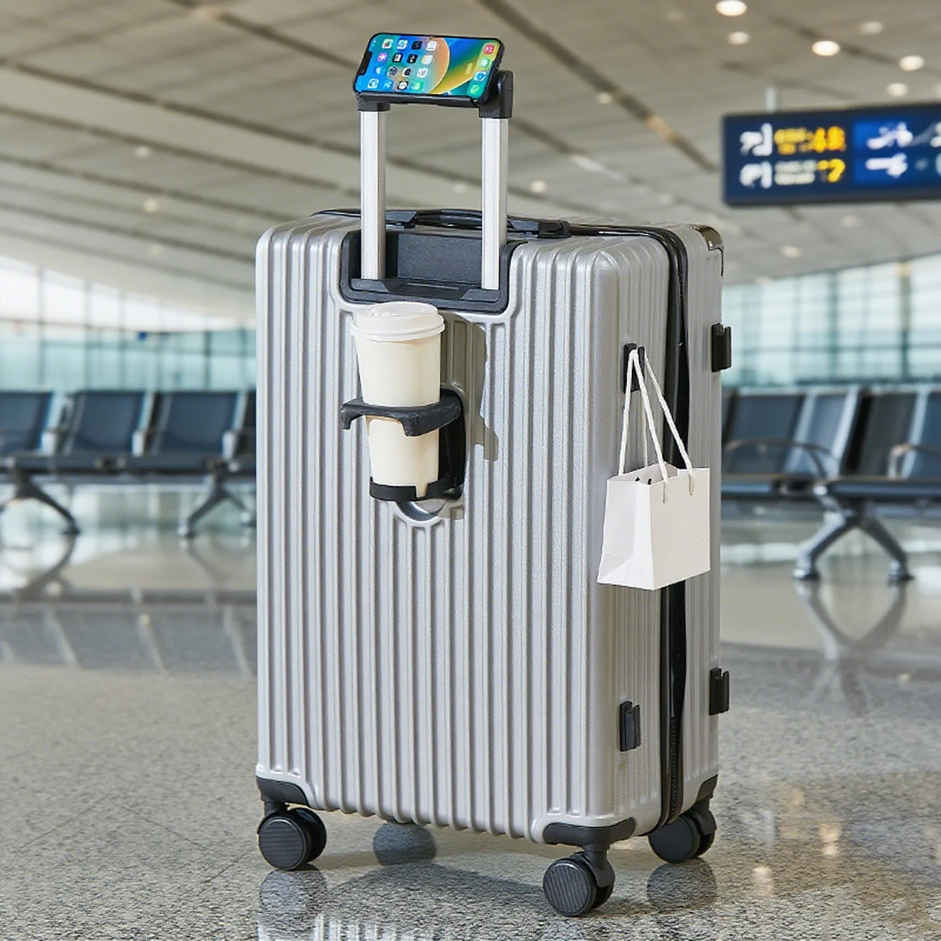 حقيبة سفر للأمتعة مقاس 20-26 بوصة مع حامل أكواب وحامل هاتف بسعة كبيرة وحقيبة متوسطة الحجم لحقيبة السفر #2