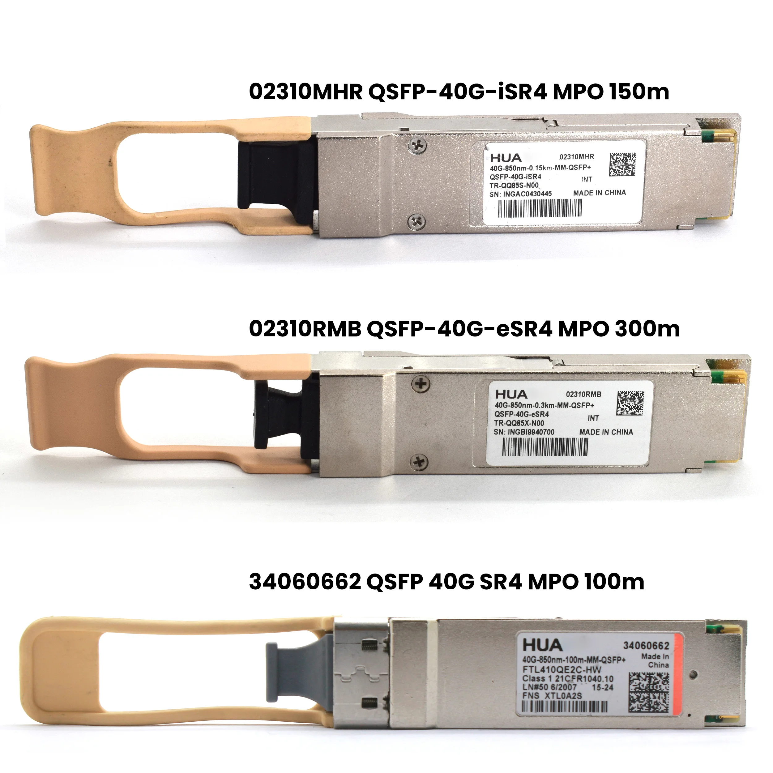 40G QSFP SR4 for Huawei  02310MHR 02310RMB 34060662 850nm MPO iSR4 eSR4 Transceiver Pulls
