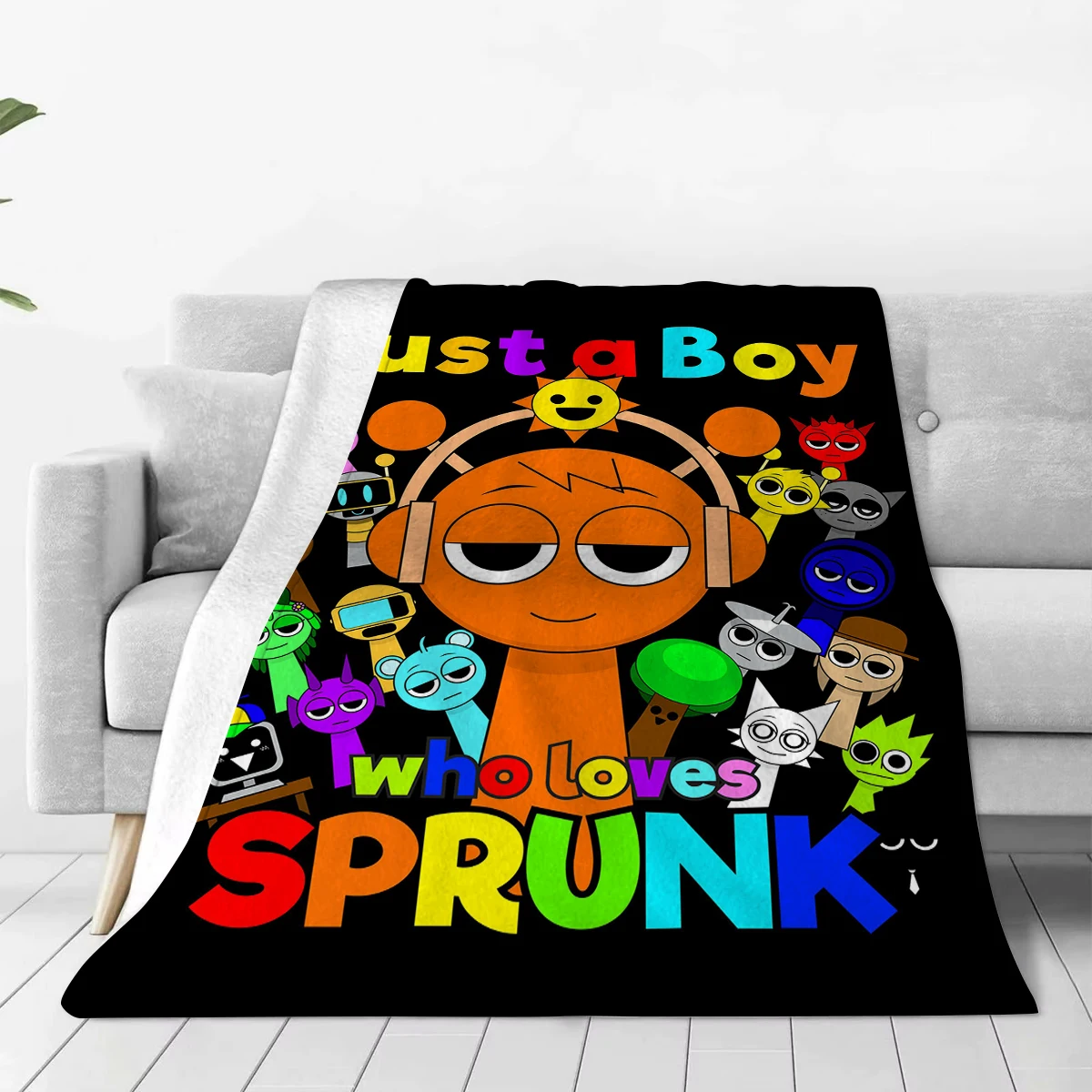 

Sprunki Incredibox Game Throw Blanket for Couch Bed Soft Fuzzy Plush Napping Blanket Multiple Sizes Bedspreads All Seasons