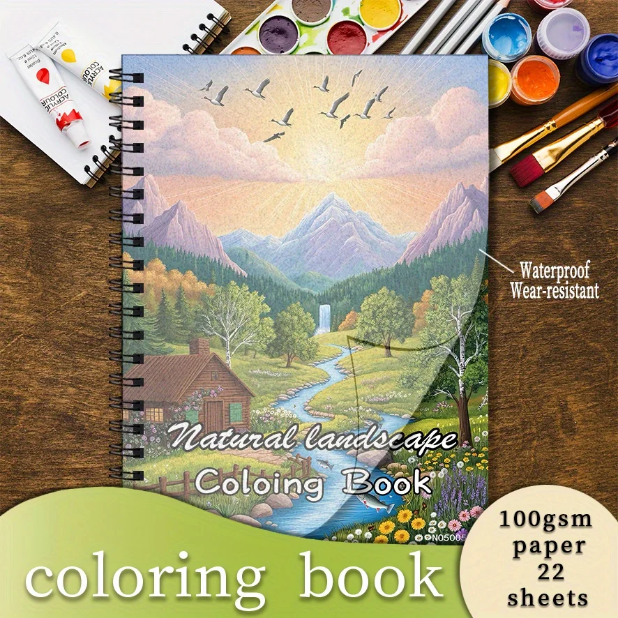 Adult Natural Landscape Coloring Book 8.3x11.2 Inches 22 Sheets (100gsm) Scenic Art for Relaxation Perfect Holiday Gift